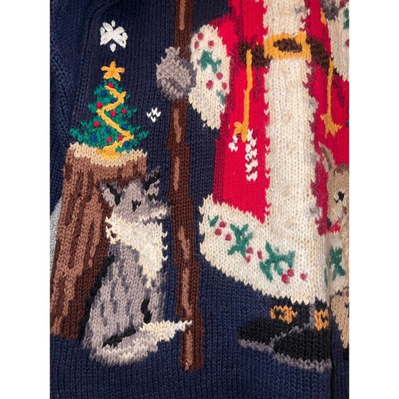 Vintage Hand knitted Northen Isle signature Santa/Christmas Sweater - Picture 5 of 12
